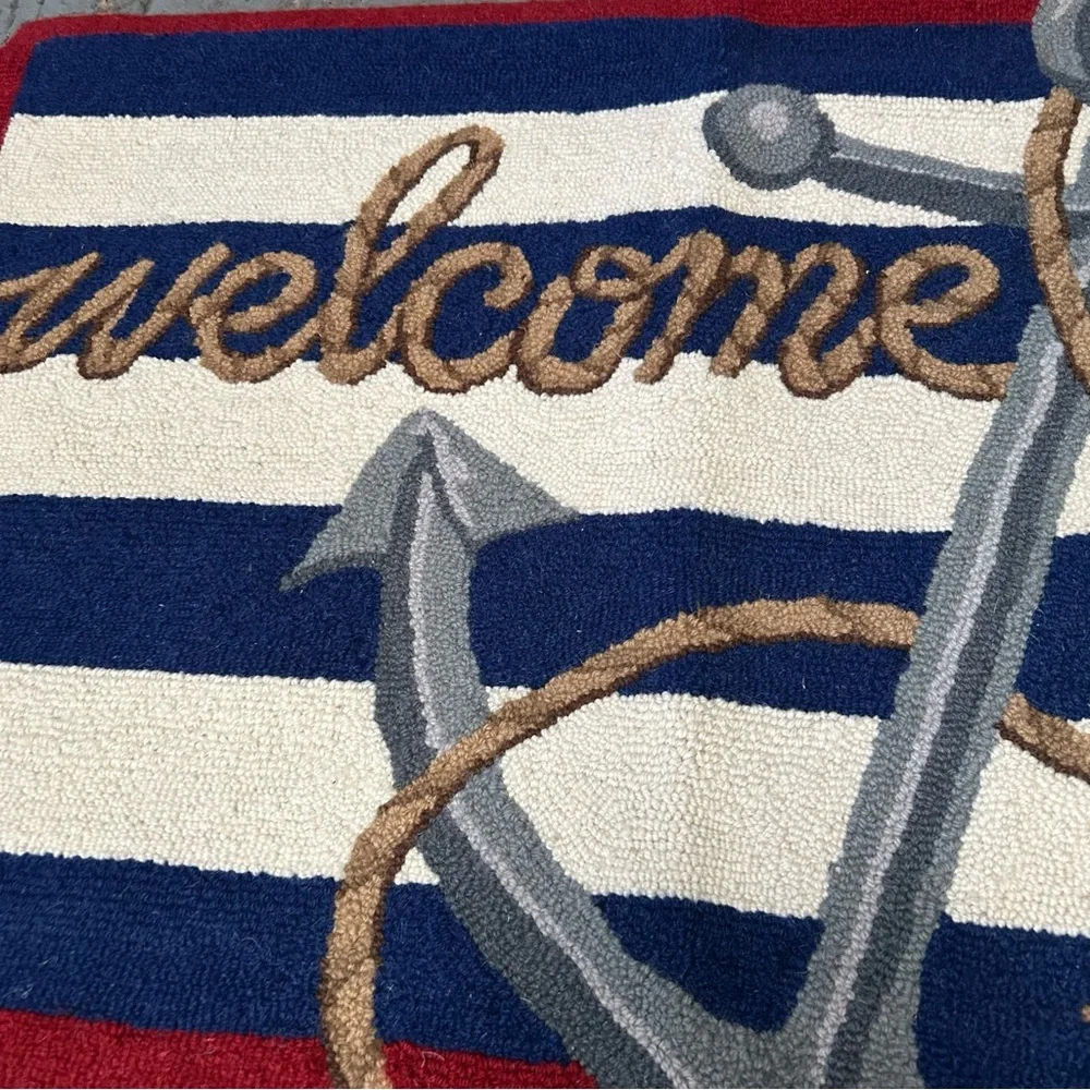 Nautical Welcome Mat with Anchor Design #1201257